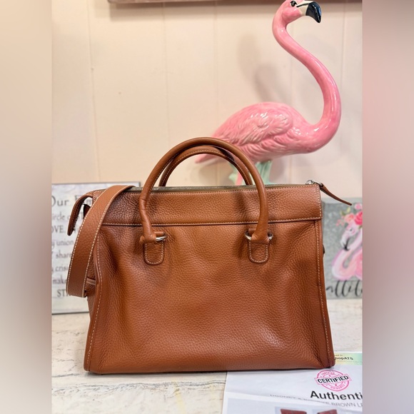 Dooney & Bourke Double Pocket Tote Brown Pebbled Leather - Picture 5 of 12